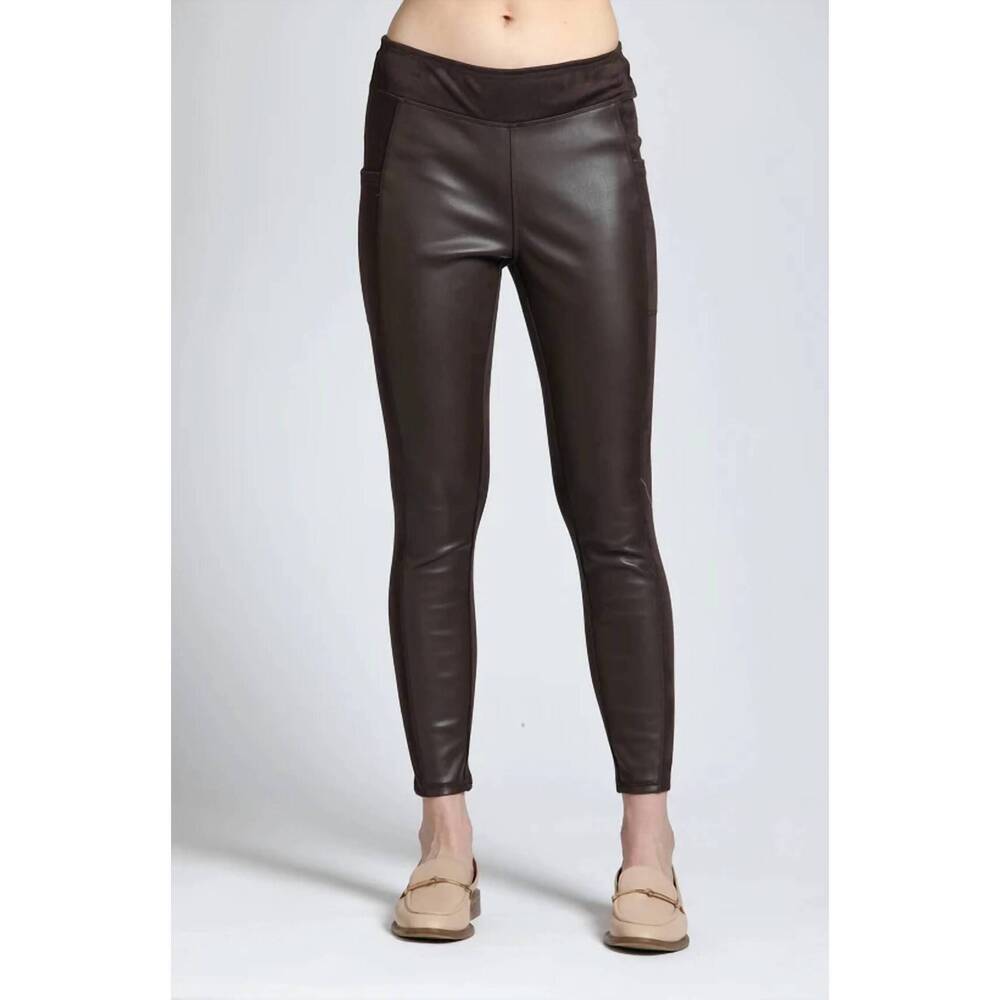 NEW APNY vegan leather leggings in brown